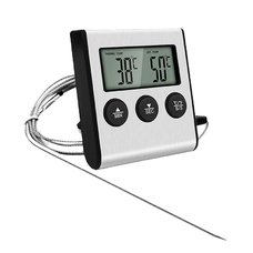 Термометр с таймером, щупом и сигнализацией (3 кнопки, стандартный дисплей)